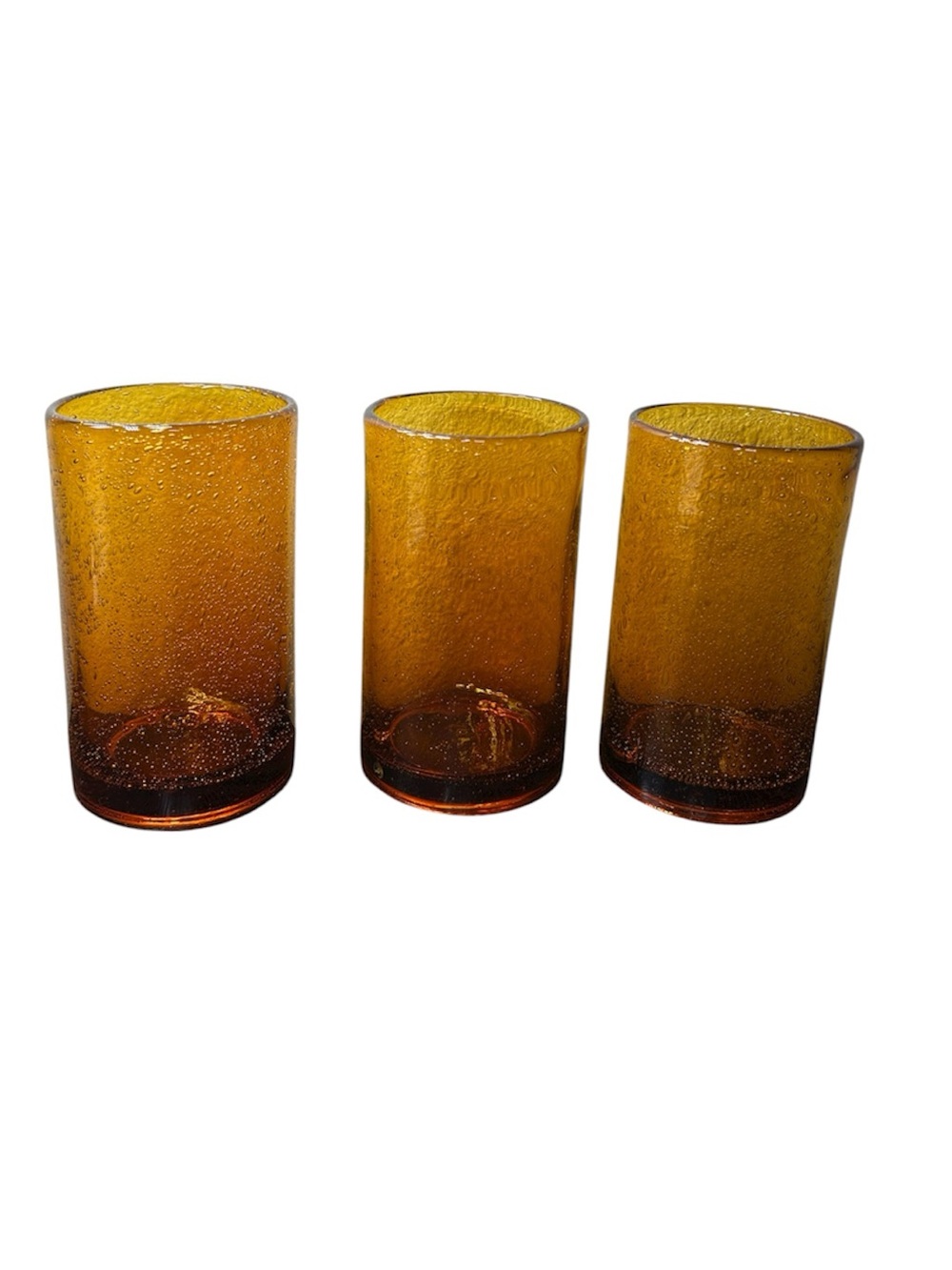 Artland Set of 3 Seeded Design Amber Highball Tumbler Glassware 17oz Versatile
